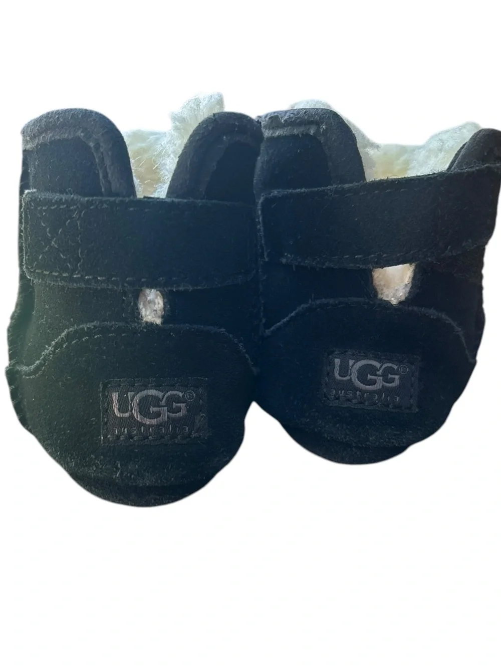 Baby UGG Booties Black Shearling Lined Crib Shoes 0/1